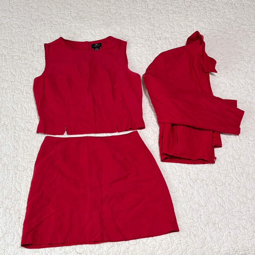 The Limited ♥️ Deep Red Women’s Power Suit. Jacket, Top, Skirt 💋